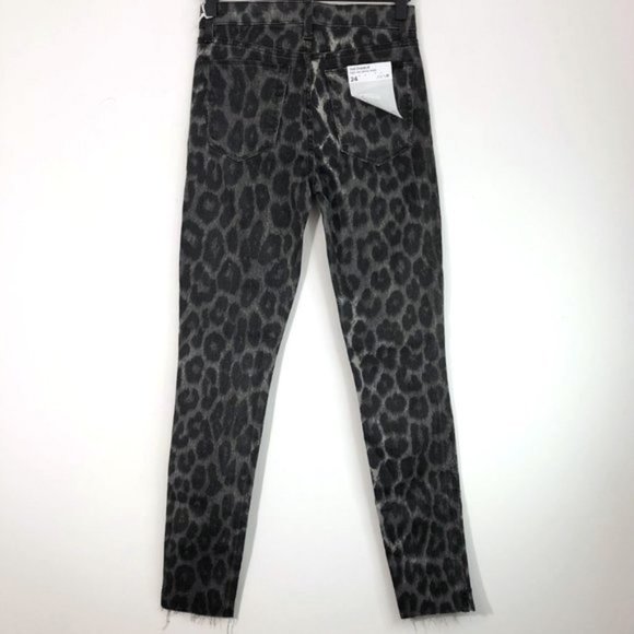 New Joe's Jeans Leopard Print High Rise Raw Hem Skinny Ankle Jeans Grey Size 24 - Picture 10 of 16